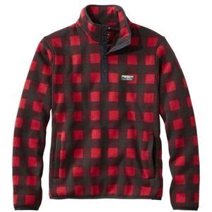 Women's L.L.Bean Sweater Fleece 1/2 snap up  Overlay Jacket, Print Color: Buffal